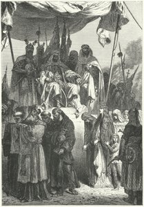 Saladino che osserva i cristiani catturati passare dopo la sua conquista di Gerusalemme da Alphonse Marie de (after) Neuville