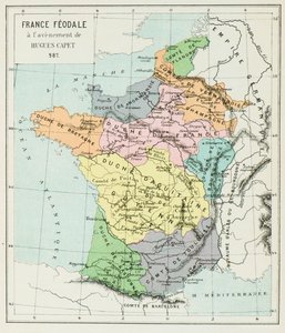 Mappa della Francia nel 987 (Incisione)