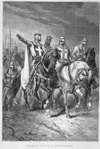 I Quattro Capi della Prima Crociata (incluso Goffredo di Buglione) - in "La Storia di Francia" di Guizot, Hachette da Alphonse Marie de Neuville