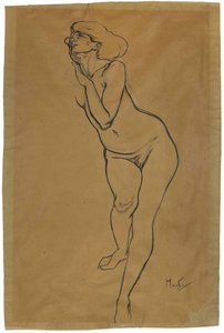 Donna nuda in piedi da Alphonse Mucha