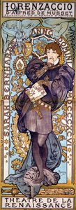 Poster per Lorenzaccio di Alfred de Musset, con Sarah Bernhardt, Parigi, 1896