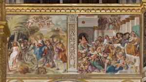 Presbiterio, settima campata nord, Fuga in Egitto, Massacro degli Innocenti, Altobello Melone da Altobello Melone