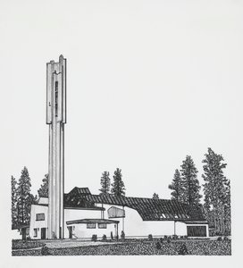 disegno della Chiesa delle Tre Croci da Alvar Aalto