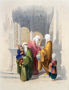 Scena di strada con passanti tra cui una povera donna africana nera e un bambino, pub. 1865 da Amadeo Preziosi