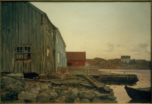 Una capanna di pescatori, Altes Hellesund da Amaldus Nielsen