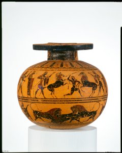 Aryballos in terracotta (flacone per olio), c.550 a.C. da Amasis Painter