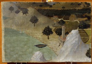 Un castello vicino a un lago da Ambrogio Lorenzetti