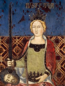 Allegoria del Buon Governo, Giustizia, dettaglio da Allegoria ed Effetti del Buon e Cattivo Governo in Città e Campagna da Ambrogio Lorenzetti