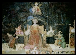 Allegoria del Buon Governo, dettaglio della Giustizia ispirata dalla Saggezza, 1338-40