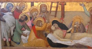 Ambrogio lorenzetti, madonna col bambino e le sante m. maddalena e marta, compianto, 02 da Ambrogio Lorenzetti