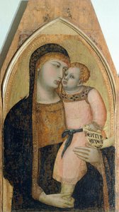 Madonna con Bambino, dettaglio dal Trittico raffigurante Madonna con Bambino con Maria Maddalena e Santa Dorotea di Ambrogio Lorenzetti (1290-ca 1348) da Ambrogio Lorenzetti