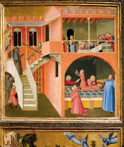 Miracolo di San Nicola che resuscita un ragazzo posseduto da un demone, dettaglio dai miracoli di San Nicola di Bari da Ambrogio Lorenzetti