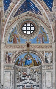 Gian Galeazzo Visconti e figli offrono il modello della Certosa alla Vergine Maria, 1500-1522 da Ambrogio da Fossano