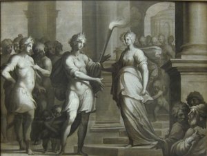 Theagene riceve la torcia da Chariclée
