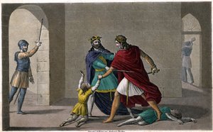 Childeberto I lascia che Clotario (Clotario) massacri i figli del loro fratello Clodomiro, re di Orleans, i cui stati si dividono. Inciso da Ambroise Tardieu nel 1825. da Ambroise Tardieu