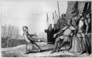 Enrico I (1008-60) perdona suo fratello Roberto il Vecchio nel 1032 - Incisione del 1825 in 