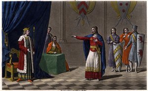 Luigi V il Fannullone (c. 967-987), proclamato Re di Francia con la protezione di Ugo Capeto, futuro re di Francia, nel 986. Disegnato e inciso da Ambroise Tardieu nel 1825