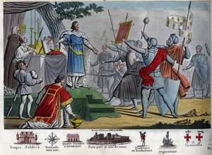 Filippo II (1165-1223), re Capetingio, noto come "Augusto", propone di dare la sua corona ai suoi soldati se riescono a mantenerla un giorno prima della battaglia di Bouvines, ma tutti preferiscono mantenere il loro re. Vincendo questa battaglia, Filippo I