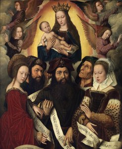 Olandese: Maria con il bambino circondata da angeli, profeti e sibille Deipara Virgo da Ambrosius Benson