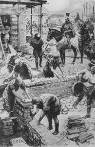 Un generale romano dirige la costruzione della casa del governatore presso il Darent, dove le fondamenta sono ancora visibili (litografia) da Amedee (after) Forestier