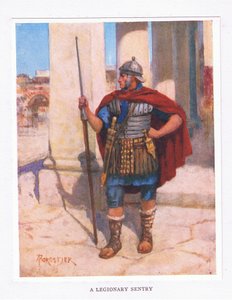 Una sentinella legionaria, illustrazione da Il Soldato Romano, 1928