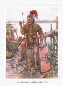 Un ausiliario a un traghetto sul Tyne, illustrazione da Il Soldato Romano, 1928