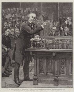 Il Sig. Gladstone che spiega alla Camera dei Comuni il suo Schema per il Governo dell
