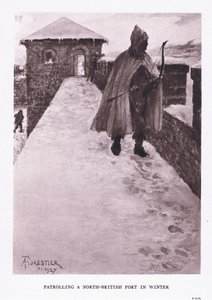 Pattugliamento di un forte nel nord della Britannia in inverno, illustrazione da Il Soldato Romano, 1928