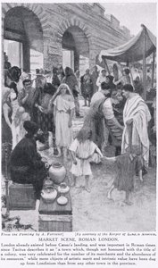 Scena di mercato romano, Londra, illustrazione da 