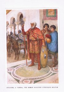 Stiliko, un vandalo, Il Magister Utriusque Militae Romano, illustrazione da Il Soldato Romano, 1928 da Amedee Forestier