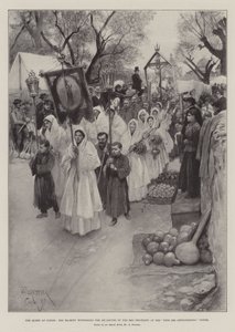 La Regina a Cimiez, Sua Maestà assiste alla partenza dei Penitenti Rossi alla Fête des Cougourdons, Cimiez