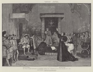 Il processo della regina Caterina in Enrico VIII di Shakespeare, prodotto al Lyceum Theatre, 5 gennaio 1892 da Amedee Forestier