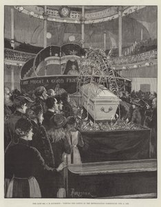 Il defunto Mr C H Spurgeon, che osserva la bara nel Metropolitan Tabernacle, 9 febbraio 1892 da Amedee Forestier