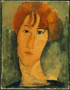Giovane donna con capelli rossi che indossa un colletto da Amedeo Modigliani
