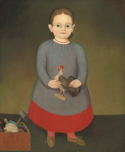 Ragazza con gallo giocattolo