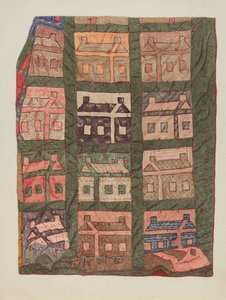 Trapunta patchwork a capanna di tronchi da American 20th Century
