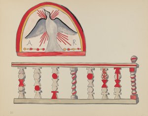Tavola 10: Lunetta dello Spirito Santo: Dal portfolio "Disegni coloniali spagnoli del Nuovo Messico" da American 20th Century