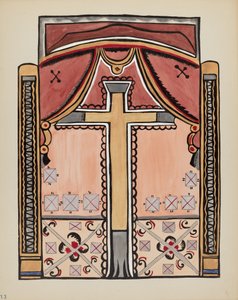 Tavola 13: Design con Croce, Chimayo: Dal Portfolio "Designs Colonial Spagnoli del Nuovo Messico" da American 20th Century