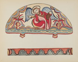 Tavola 15: La creazione (Lunetta): Dal portfolio "Disegni coloniali spagnoli del Nuovo Messico" da American 20th Century