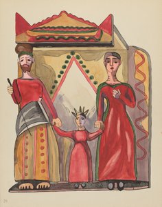 Piatto 28: La Sacra Famiglia: dal portfolio "Design coloniali spagnoli del Nuovo Messico" da American 20th Century