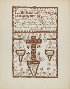 Tavola 2: Libro dei Battesimi di Jemez: Dal Portfolio "Disegni Colonial Spagnoli del Nuovo Messico" da American 20th Century