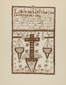 Tavola 2: Libro dei Battesimi di Jemez: Dal Portfolio "Designs coloniali spagnoli del Nuovo Messico" da American 20th Century