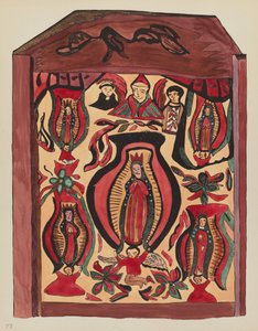 Tavola 32: Nostra Signora di Guadalupe: dal portfolio "Disegni coloniali spagnoli del Nuovo Messico" da American 20th Century