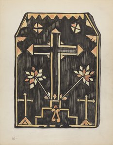 Piatto 46: Disegno di applicazione di paglia: dal portfolio "Disegni coloniali spagnoli del Nuovo Messico" da American 20th Century