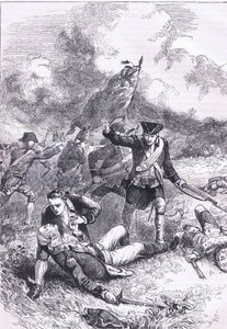 Morte del maggiore Pitcairn, illustrazione da Cassells History of the United States pubblicata da Cassell, Petter & Galpin, c.1900 (litografia)