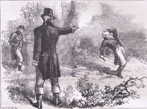 Duello tra Burr e Hamilton, illustrazione da Cassells History of the United States pubblicata da Cassell, Petter & Galpin, c.1900 da American English school
