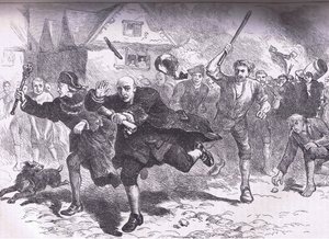 Fuga di Hutchinson davanti ai Rivoltosi 1766, illustrazione da Cassells History of the United States pubblicata da Cassell, Petter & Galpin, c.1900 da American English school