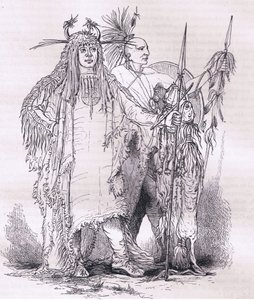 Gruppo di indiani di frontiera, illustrazione da Cassells History of the United States pubblicato da Cassell, Petter & Galpin, c.1900