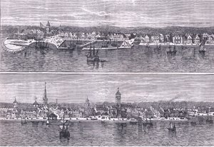 New York a metà del diciannovesimo secolo, illustrazione da Cassells History of the United States pubblicata da Cassell, Petter & Galpin, c.1900 (litografia) da American English school