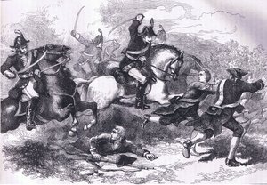 Sconfitta delle reclute lealiste, illustrazione da Cassells History of the United States pubblicata da Cassell, Petter & Galpin, c.1900 da American English school